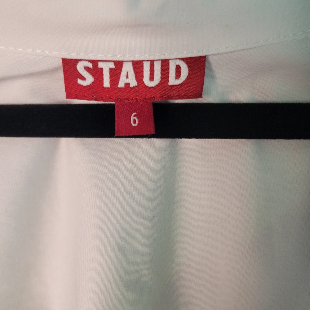 Staud Clea Mid Length White Button-Down Twisted Front Detail Size 6 NWT - Picture 9 of 12